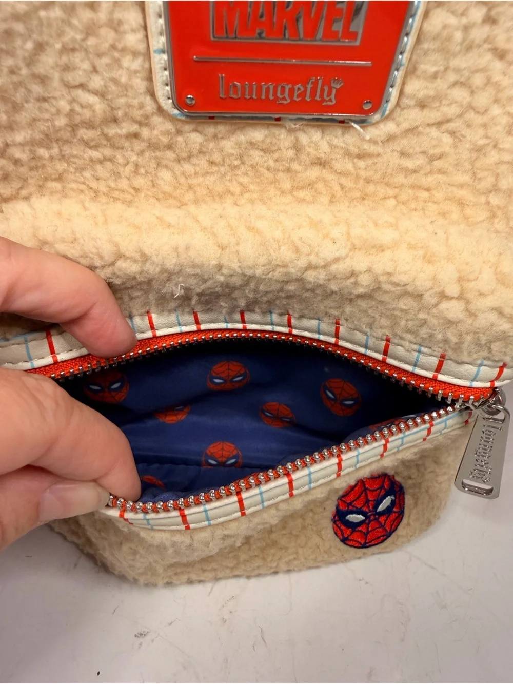 Marvel Loungefly Spider-Man With Great Power Faux Fur Mini Backpack